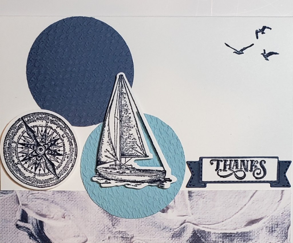 A quick card using Sailing Home stamp set with lots of texture