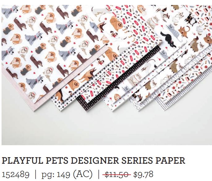 Playful Pets patterned paper that has dogs and cat images