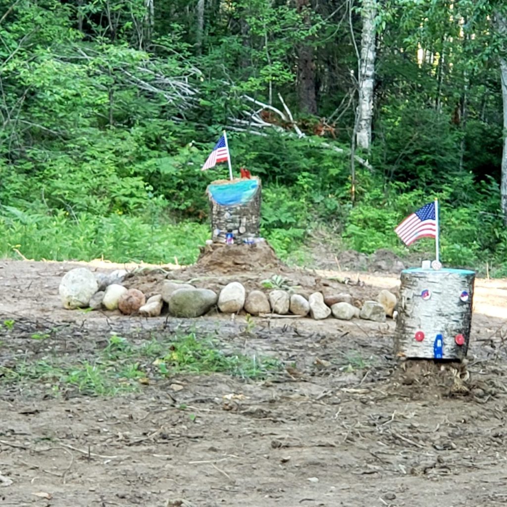 Fairy and frog houses on the stumps