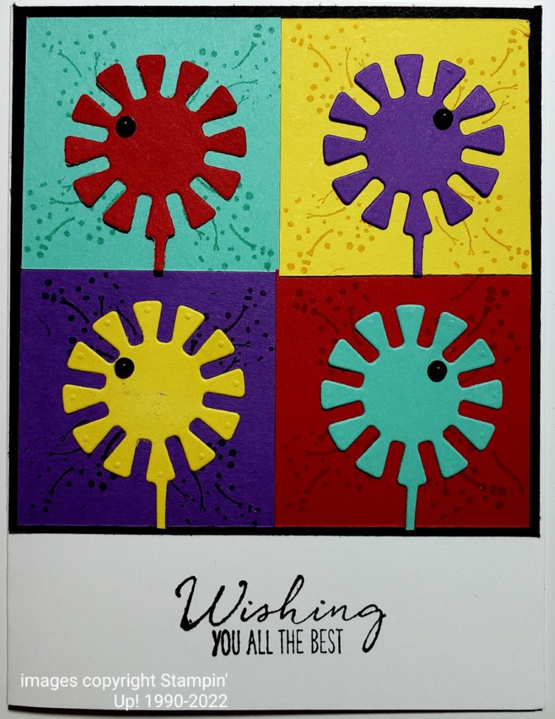 A row of flowers using #GardenWishes stamp set