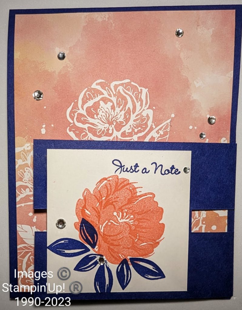 A simple flap card with Hello Irresistable DSP and Two-Tone Flora