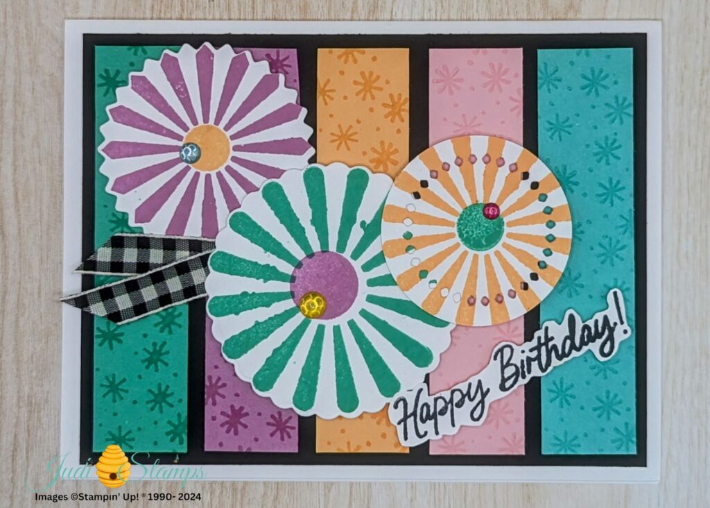 Create a colorful Birthday Card using the Around We Go Bundle