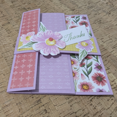 Easy Fun Fold Thank You Card Using Floral Paper